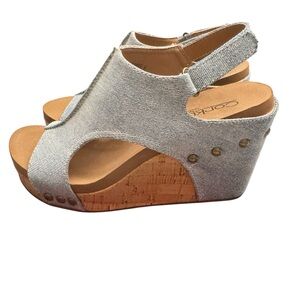 Corkys Tiffanee Light Denim Slingback Open-Toe Wedges size 6